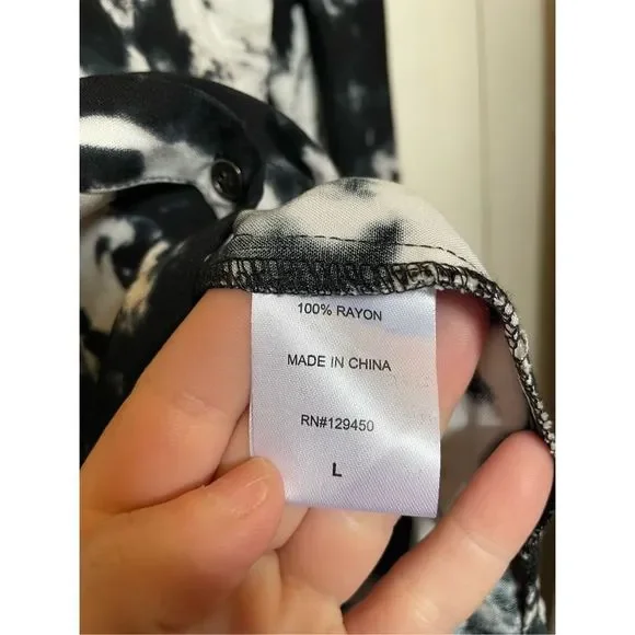 Cosmo vintage long sleeve button down black and white blouse size L. - Picture 9 of 12